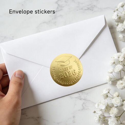 100 x Gold Foil Embossed Class of 2026 Stickers, Graduation Embossed Raised Sticker, Grad Party Embossing Seal Label, Metallic Seal, 1.5 inch (Gold Embossed) in Kuwait
