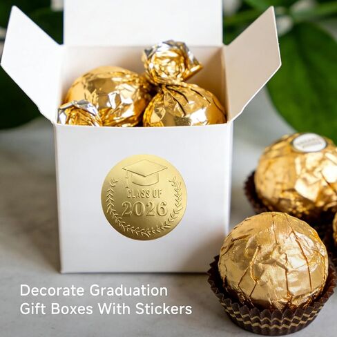100 x Gold Foil Embossed Class of 2026 Stickers, Graduation Embossed Raised Sticker, Grad Party Embossing Seal Label, Metallic Seal, 1.5 inch (Gold Embossed) in Kuwait