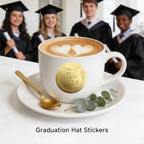 100 x Gold Foil Embossed Class of 2026 Stickers, Graduation Embossed Raised Sticker, Grad Party Embossing Seal Label, Metallic Seal, 1.5 inch (Gold Embossed) in Kuwait