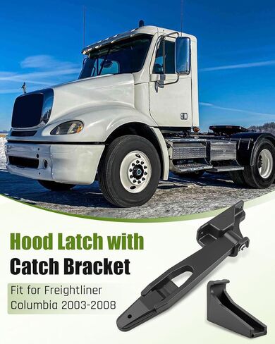 مزلاج غطاء المحرك مع دعامة التقاط مناسبة لـ Freightliner Columbia 2003-2008، استبدال مجموعة قفل غطاء المحرك الأيسر والأيمن A17-15553-000 / A17-15553-001 - زوج مزلاج غطاء أمامي متين in Saudi Arabia