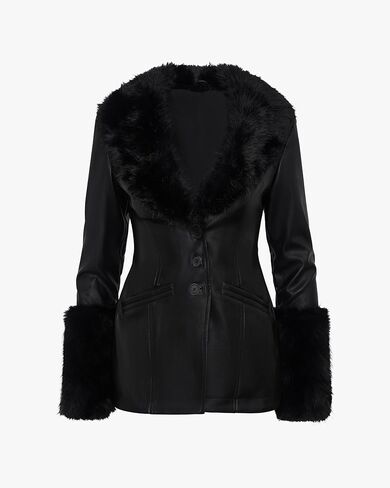 WEWOREWHAT Women's Fur Collar Jacket in Saudi Arabia