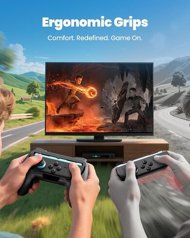 قبضة وحدة التحكم متوافقة مع Switch 2/Switch/Joy-Con 1&2، مجموعة مقابض مريحة مع محولات، مريحة لملحقات الألعاب لفترة طويلة، هدايا مثالية للعائلة والأطفال البالغين in Kuwait