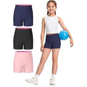 JOCMIC 3 Pack Girls Athletic Shorts Dance Gymnastics Yoga Running for Kids 4-12 Years in Kuwait