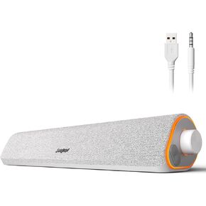 سماعات كمبيوتر بلوتوث SOULION R50، سماعات كمبيوتر تعمل بمنفذ USB لشاشة سطح المكتب، مصابيح LED سلكية وملونة 3.5 مم، شريط صوت محيطي للكمبيوتر المحمول، أبيض in Kuwait