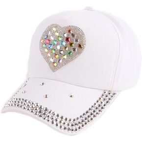 ECYC Ltd أطفال طفل رضيع القطن الدنيم قبعة بيسبول لطيف بلينغ على شكل قلب حجر الراين قبعة بيسبول قبعة رياضية للبنين بنات in Kuwait