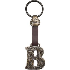 Aztec Calendar Initial Keychain A–Z (No Q) – Engraved Alphabet Letter Charm, Personalized Mexican Cultural Gift in Saudi Arabia