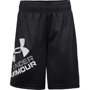 Under Armour Boys' Prototype Performance Shorts, Elastic Waistband, Lightweight & Fast-Drying, Black/White Symbol, 3T in Kuwait