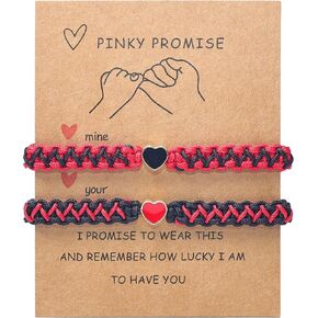 أساور متطابقة على شكل قلب مضفرة مصنوعة يدويًا مكونة من قطعتين، هدية مثالية لعيد الحب/عيد الميلاد والتخرج وعيد الميلاد لصديقها وصديقتها المفضلة وأساور الصداقة والأزواج القابلة للتعديل in Kuwait