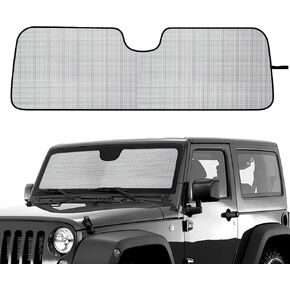 Front Windshield Sun Shade Compatible with Jeep Wrangler JL 2018-2025 & Gladiator 2020-2025, UV Protection, Keep Cool, Reduce Aging Fading, Self-Rolling Easy to Store in Saudi Arabia