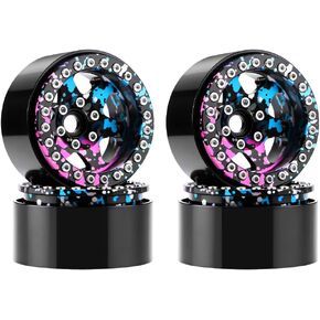 GLOBACT 1.9 Beadlock Wheel RC Wheel Rim Set Wheel Hub Simulated Retro Wheels for TRX4 TRX6 Axial SCX10 I II III VS4-10 Redcat GEN7 8 1/10 RC Crawler Upgrade Accessories (Black) in Saudi Arabia