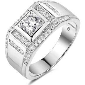 Moissanite Mens Wedding Band Solitaire Wedding Promise Ring For Him 925 Sterling Silver Sz 8-13 in Saudi Arabia