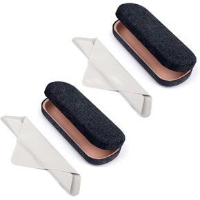 حافظة نظارة صلبة مغطاة بالكتان من Oplee™ مع قطعة قماش رمادية اللون من الألياف الدقيقة in Kuwait