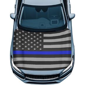 غطاء غطاء محرك السيارة بعلم الشرطة، غطاء من نسيج البوليستر المطاطي الشخصي، سهل التركيب، غطاء غطاء محرك السيارة، حامي المركبات العصرية، تزيين المحرك، يناسب معظم السيارات in Kuwait