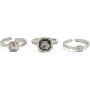 Acrylic Rhinestone Open Ring Set Silver Crystal Knuckle Rings Minimalist Geometry Adjustable Stackable Finger Ring Statement Jewelry for Women in Saudi Arabia