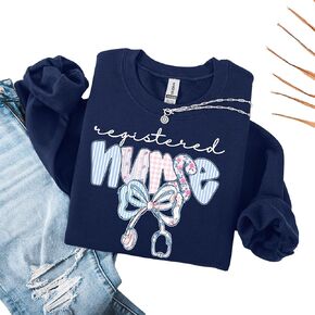 moonloom Nurse Sweatshirts for Women, Floral Coquette Bow Nurse Crewneck Sweatshirt, RN Nursing School Graduation Gifts in Saudi Arabia