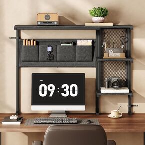 مشبك على رف المكتب مع Pegboard، رف موسع فوق المكتب بثلاث طبقات، رف كتب لسطح المكتب مع خطافات، منظم سطح المكتب لملحقات مكتب المكتب، رف تخزين سطح الطاولة، 38.3 بوصة عرض × 33 بوصة ارتفاع، أسود in Kuwait