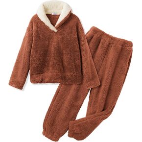 Arshiner ملابس الفتيات 2 قطعة ملابس غامضة الشتاء الدافئة الصوف فضفاضة البلوز البلوز و Sweatpant Sweatsuit in Kuwait