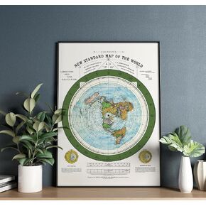 Flat Earth Map of the World - 1892 Alexander Gleason Map - 12x17 inches- Wall Art Poster Print Décor Gift - Circular Plane - Longitude and Time - Polar Azimuthal Projection - Flat Earthers - Unframed Home School Gift Decor in Saudi Arabia