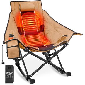 Suteck Heated Rocking Camping Chair, Oversized Heated Camping Chair W/20000mAh Power Bank & Carry Bag, Fully Padded Heated Chairs for Outdoor Sports W/3 Heat Levels for Back & Seat, Lawn Picnic Patio in Kuwait