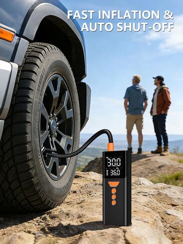 Tire Inflator Portable Air Compressor, 150PSI Cordless Air Pump for Car Tires with Auto Shut-Off, Portable Tire Pump for Car, Bike, Motorcycle and Balls in Saudi Arabia