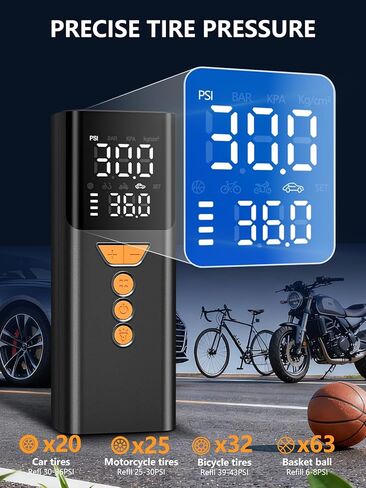 Tire Inflator Portable Air Compressor, 150PSI Cordless Air Pump for Car Tires with Auto Shut-Off, Portable Tire Pump for Car, Bike, Motorcycle and Balls in Saudi Arabia