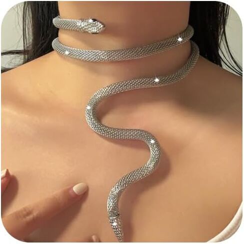 ثعبان قلادة سوار للنساء الشرير انحناء ثعبان المختنق القلائد مرنة متعددة الأغراض ميدوسا قلادة حزب هالوين مجوهرات هدية in Kuwait