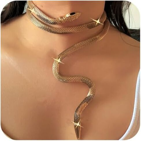 Snake Necklace Bracelet for Women Punk Bendable Snake Choker Necklaces Flexible Multi-Purpose Medusa Necklace Party Halloween Jewelry Gift in Saudi Arabia