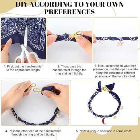 Misdary 276 Pcs DIY Scarf Necklace with Charm Bandana Choker with Pearl Western Cowgirl Boho Gold Charms Resin Charms Sea Shell Charm Adjustable Jewelry Scarf Necklaces Bandanas for Women Men in Saudi Arabia