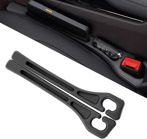 Car Seat Gap Filler, 2 Pack Universal Seat Gap Filler Strip with Seatbelt Slot, Anti-Drop Pad & Car Organizer for The Gap Between Seat and Console, Stop Items from Falling - Black in Saudi Arabia