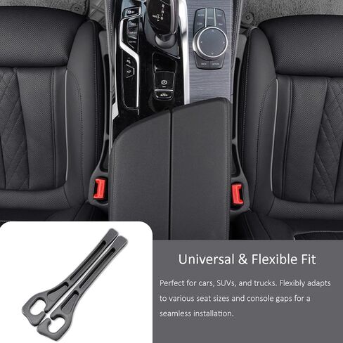 Car Seat Gap Filler, 2 Pack Universal Seat Gap Filler Strip with Seatbelt Slot, Anti-Drop Pad & Car Organizer for The Gap Between Seat and Console, Stop Items from Falling - Black in Saudi Arabia