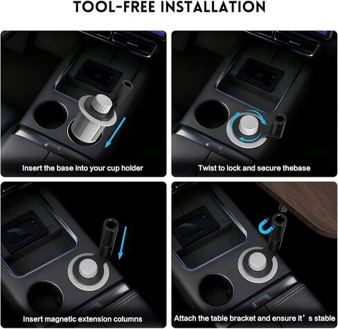 360° Rotation Car Desk for Laptop, Height-Adjustable Cup Holder Table, Wooden Car Food Tray & Laptop Mount Compatible with Tesla Model Y/3/S, Ford F150/Explorer/Maverick & Most Vehicles (Dark Walnut) in Saudi Arabia