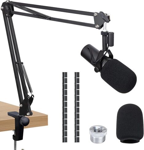 حامل ميكروفون SUNMON Shure SM7dB Boom Arm - ذراع ميكروفون مع غطاء ميكروفون إسفنجي متوافق مع Shure SM7dB، ذراع ميكروفون قابل للتعديل مع غطاء كابل من SUNMON in Saudi Arabia