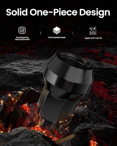 GAsupply 10x1.25 ATV Lug Nuts 14mm Hex, 10x1.25mm Closed End Acorn Tuner Black Lug Nut 1.2" 30mm Tall Conical Seat 60 Degree for Aftermarket Wheels, 16 Pcs in Kuwait