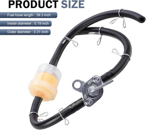 Fuel Filter & Line Kit with Inline Shut Off Valve Petcock Set, 39.3" Fuel Hose + 3 Filters + 1 Petcock + 6 Clamps, Plug and Play Sealed Set, Universal for ATV, Motorcycle, Dirt Bikes (Black) in Saudi Arabia