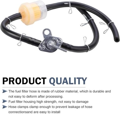 Fuel Filter & Line Kit with Inline Shut Off Valve Petcock Set, 39.3" Fuel Hose + 3 Filters + 1 Petcock + 6 Clamps, Plug and Play Sealed Set, Universal for ATV, Motorcycle, Dirt Bikes (Black) in Saudi Arabia