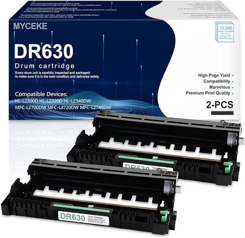 وحدة الطبل DR630 بديلة متوافقة لخرطوشة الطبل Brother DR-630 DR660 لطابعة الليزر MFC-L2700DW L2720DW L2740DW HL-L2300D L2320D L2340DW L2360DW L2380DW DCP-L2540DW (عبوتان، أسود) in Kuwait