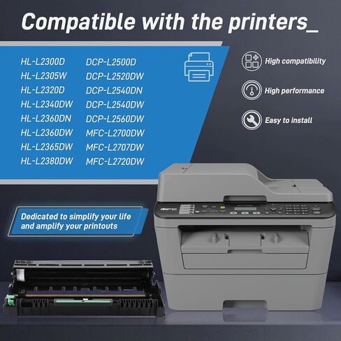 وحدة الطبل DR630 بديلة متوافقة لخرطوشة الطبل Brother DR-630 DR660 لطابعة الليزر MFC-L2700DW L2720DW L2740DW HL-L2300D L2320D L2340DW L2360DW L2380DW DCP-L2540DW (عبوتان، أسود) in Kuwait
