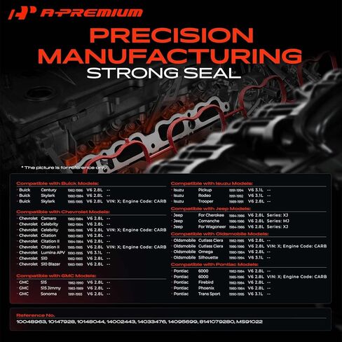 A-Premium Lower Engine Intake Manifold Gasket Set Compatible with Jeep Cherokee, Comanche & Chevrolet Camaro & Isuzu Pickup & GMC S15 & Oldsmobile Cutlass Ciera & Pontiac 6000 & Buick Century in Kuwait
