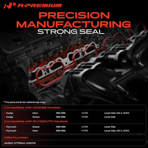 A-Premium Lower Engine Intake Manifold Gasket Compatible with Plymouth Breeze 1996, Neon 1995-1996 & Dodge Neon/Stratus 1995-1996, 2.0L in Kuwait
