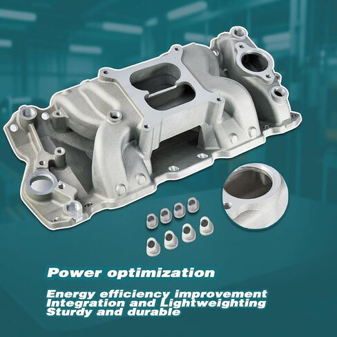 7501 2026 مشعب السحب Vortec Air-gap الألومنيوم ثنائي المستوى SBC متوافق مع Chevy Small Block 262 265 267 283 302 305 307 327 350 400 1955-1986 محرك V8 فضي، 22026، 82026، 52026 in Kuwait