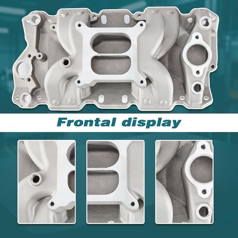7501 2026 مشعب السحب Vortec Air-gap الألومنيوم ثنائي المستوى SBC متوافق مع Chevy Small Block 262 265 267 283 302 305 307 327 350 400 1955-1986 محرك V8 فضي، 22026، 82026، 52026 in Kuwait