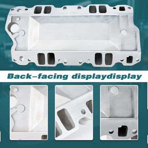 7501 2026 مشعب السحب Vortec Air-gap الألومنيوم ثنائي المستوى SBC متوافق مع Chevy Small Block 262 265 267 283 302 305 307 327 350 400 1955-1986 محرك V8 فضي، 22026، 82026، 52026 in Kuwait
