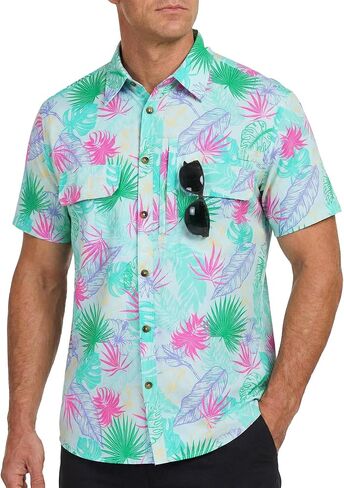Cozople Mens Fishing Shirts Short Sleeve - UPF 50+ Sun Protection Cooling Hiking Shirt, Button Down Safari Work Shirts in Saudi Arabia
