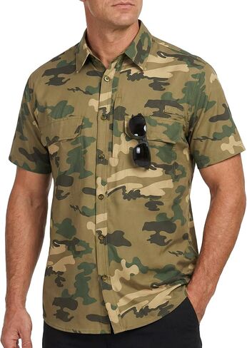 Cozople Mens Fishing Shirts Short Sleeve - UPF 50+ Sun Protection Cooling Hiking Shirt, Button Down Safari Work Shirts in Saudi Arabia