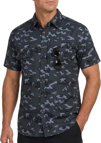 Cozople Mens Fishing Shirts Short Sleeve - UPF 50+ Sun Protection Cooling Hiking Shirt, Button Down Safari Work Shirts in Saudi Arabia