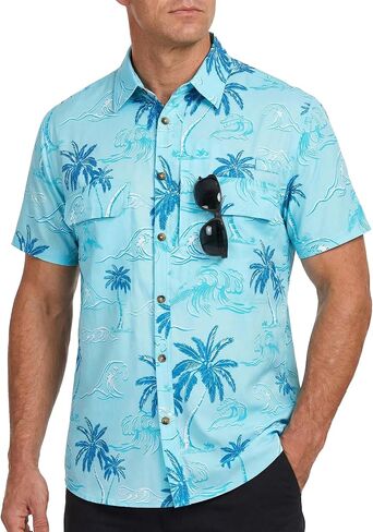 Cozople Mens Fishing Shirts Short Sleeve - UPF 50+ Sun Protection Cooling Hiking Shirt, Button Down Safari Work Shirts in Saudi Arabia