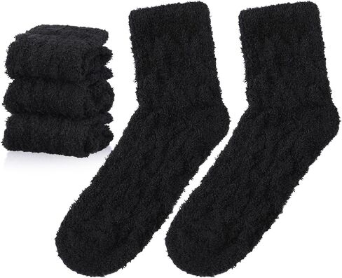 Boyiee 3 Pairs Fuzzy Socks for Womens Soft Fluffy Socks Cute Bed Slipper Fleece Sleeping Warmer Gifts in Saudi Arabia