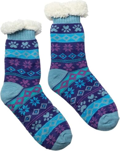 GreaterGood Women's Sherpa Thick Fleece-Lined Paw Print Cabin Fuzzy Soft Non Slip Slipper Socks Gift Stocking Stuffer in Saudi Arabia