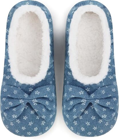 جوارب Snoozies Ballerina Slipper للنساء، شبشب منزلي غير قابل للانزلاق مع فيونكة، نعل داخلي ناعم in Kuwait