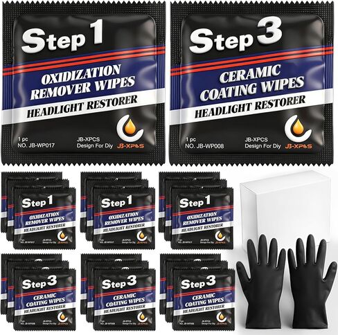 Demissle 21 Pcs Headlight Restoration Kit Includes 10 Remover Wipes 10 Coating Wipes 1 Glove Headlights Cleaner Kit for Restores Clarity Removes Yellowing Oxidation Cars Trucks Motorcycles in Saudi Arabia